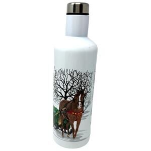 Stainless Steel Insulated Water Bottle Winter Horse‎ Sleigh Holidays Christmas